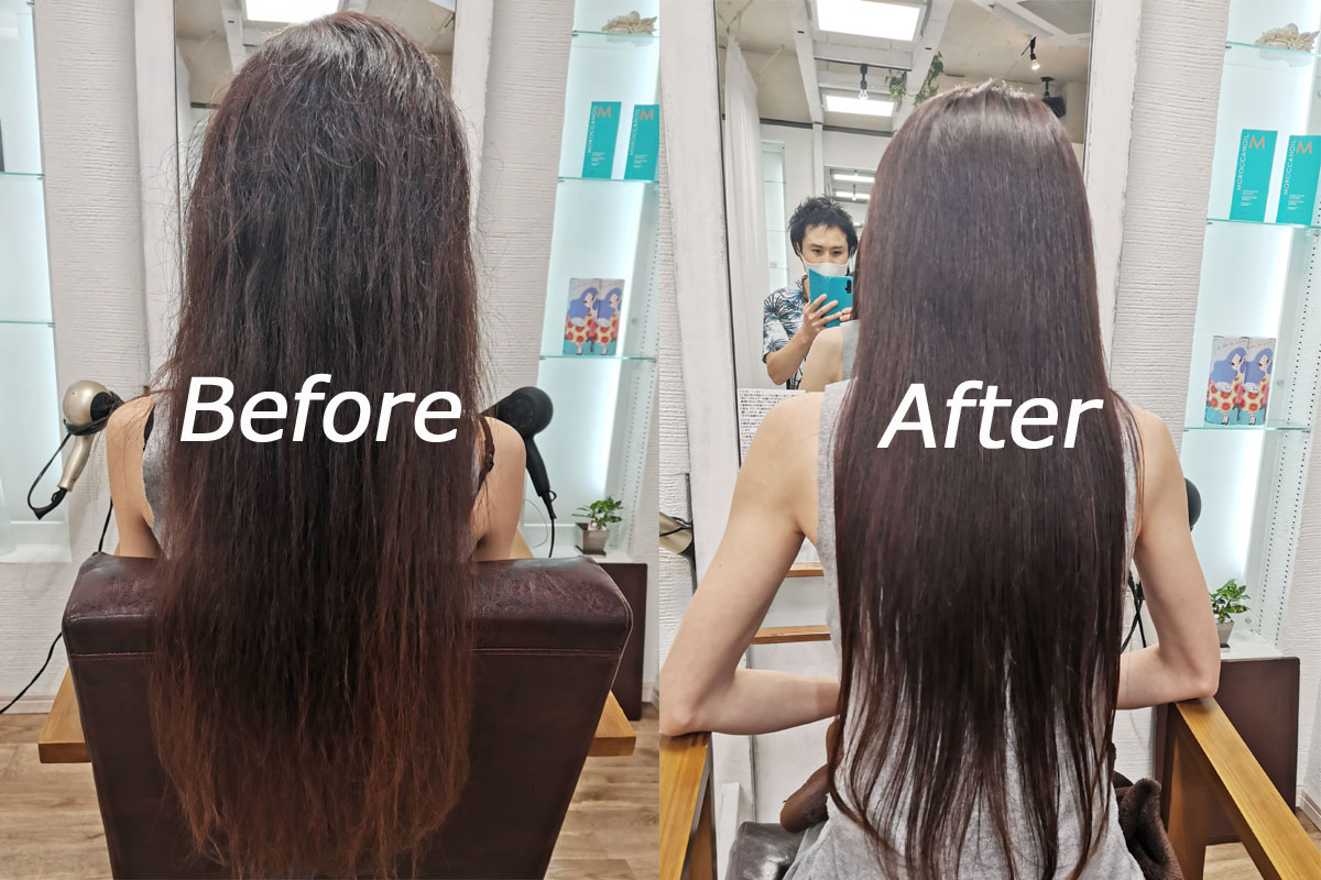 恵比寿美容院髪質改善トリートメントビフォーアフター画像2