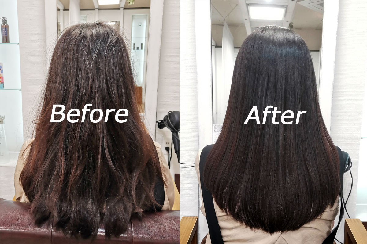 恵比寿美容院髪質改善トリートメントビフォーアフター画像1